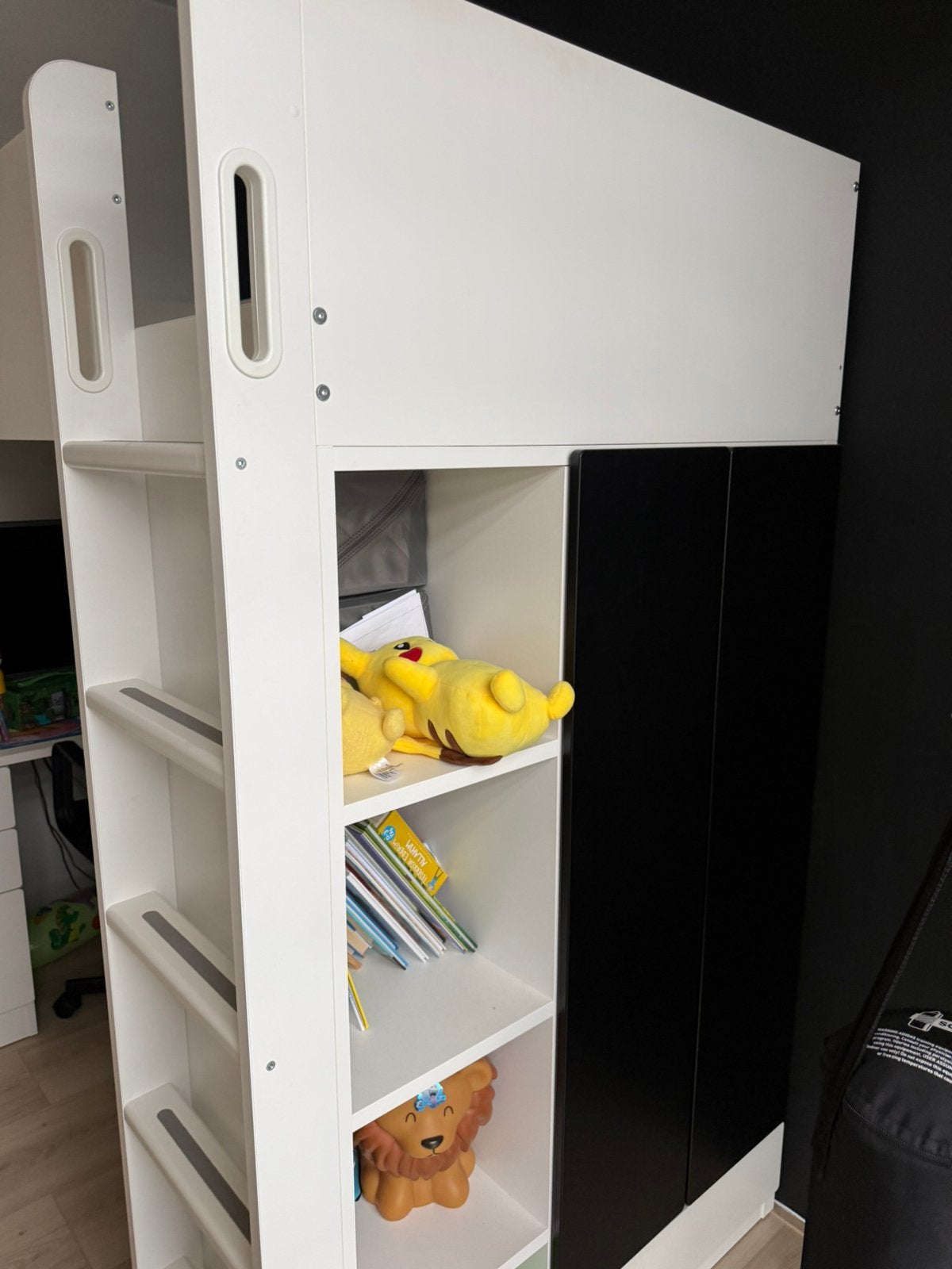 IKEA hoogslaper 90x200 – bureau + 4 lades – wit, Ophalen, Zo goed als nieuw, Hoogslaper