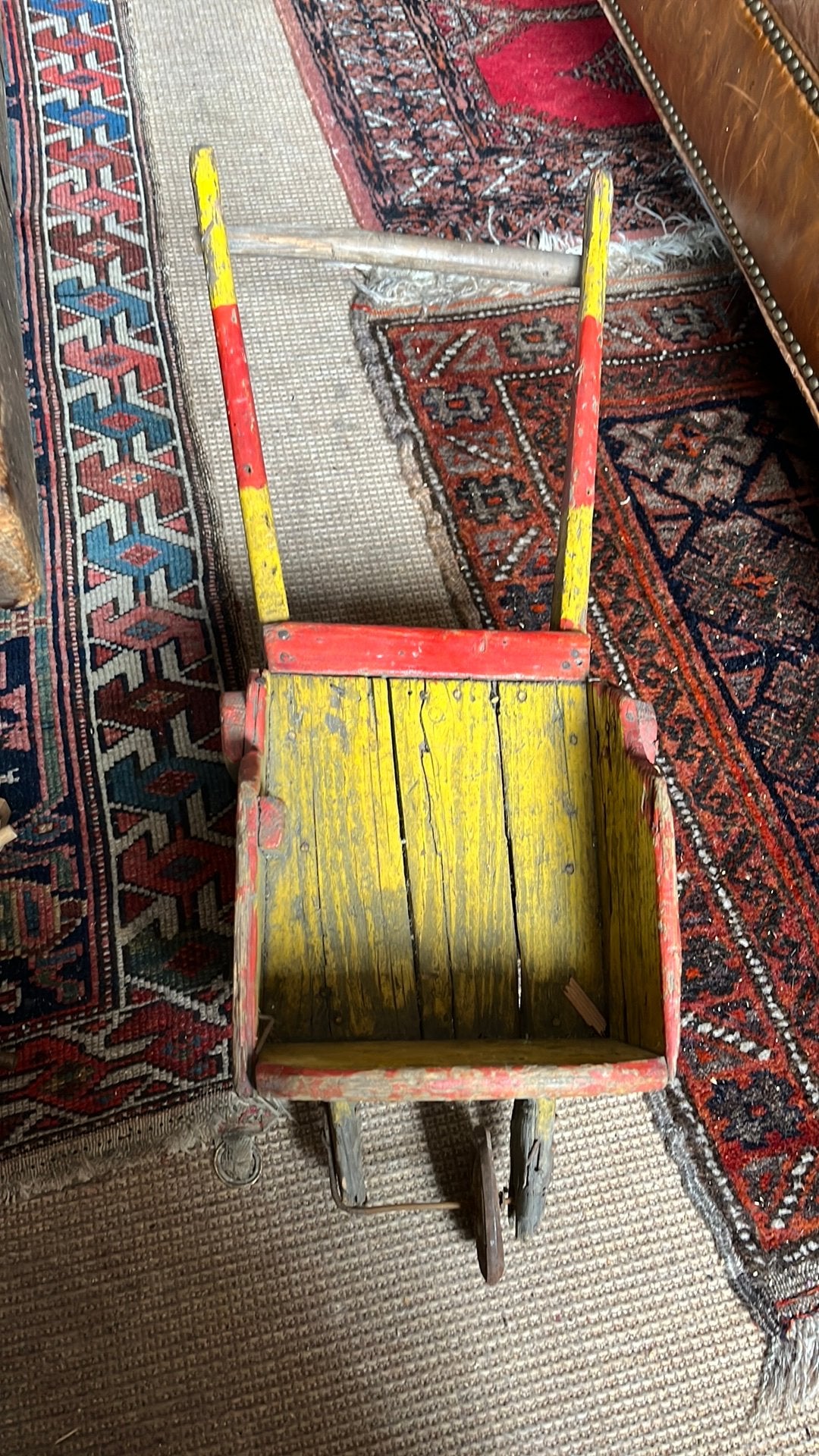 Antiek Houten Kruiwagen met een blikken Wiel, Ophalen of Verzenden