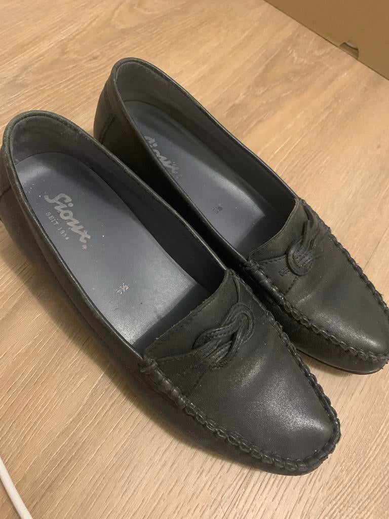 Sioux Leren Instappers - Zwart - Maat 38.5, Kleding | Dames, Schoenen, Ophalen of Verzenden, Gedragen, Zwart, Instappers