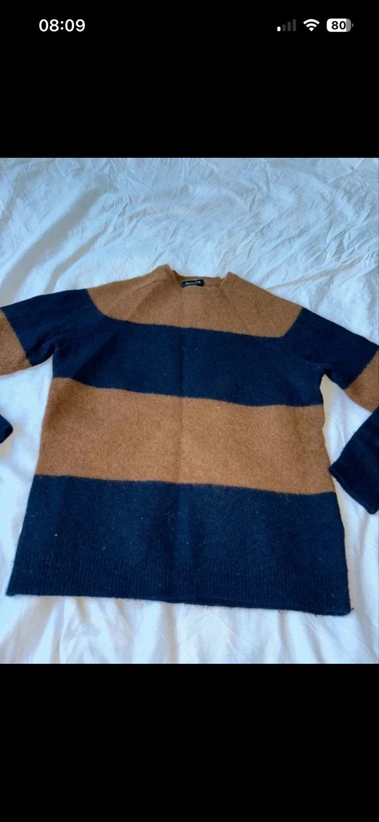 Massimo Dutti wollen trui - Bruin/blauw gestreept, Ophalen of Verzenden, Zo goed als nieuw, Maat 38/40 (M), Bruin