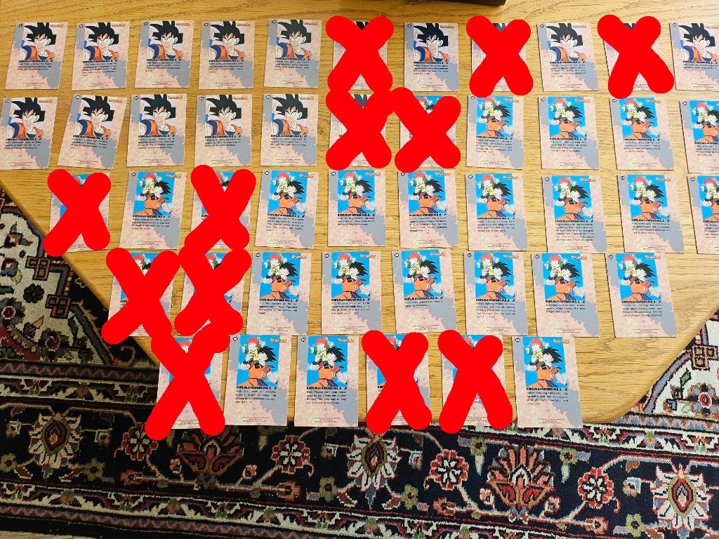 46 dragonball z kaarten Raditz naar Saiyan saga nrs 11 tm 59, Ophalen of Verzenden, Zo goed als nieuw, Meerdere kaarten