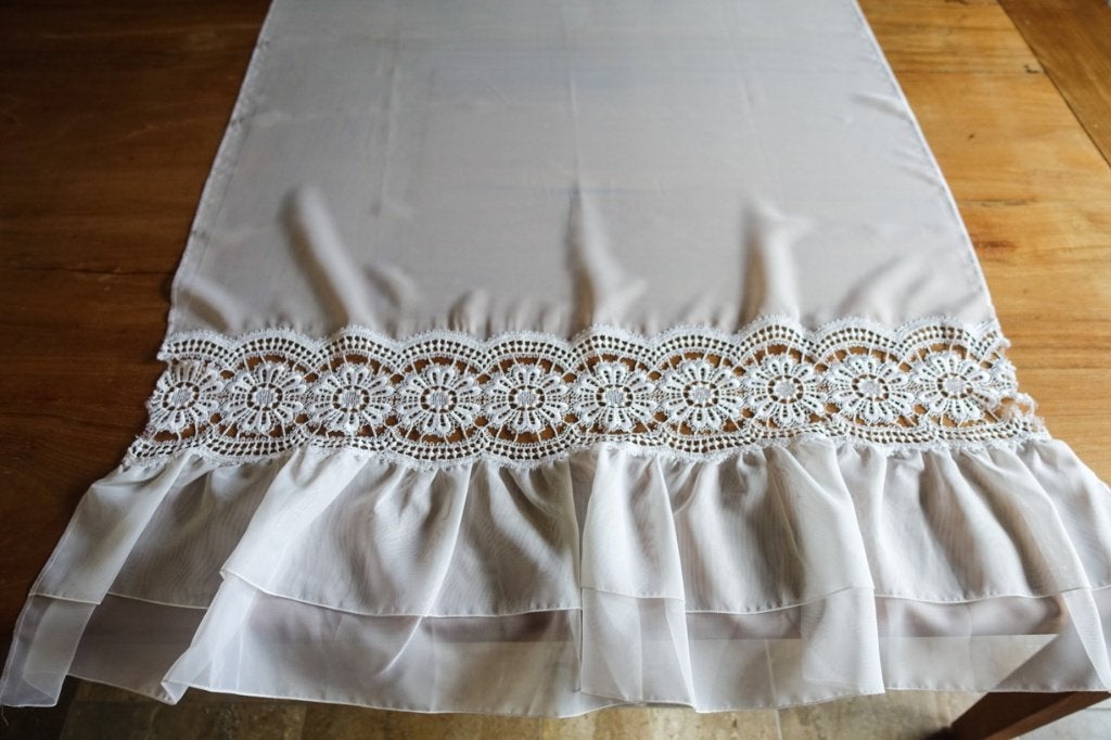 bohemian lap stof voor bistro valletje - transparant, Overige materialen, Wit, Nieuw, Ophalen of Verzenden
