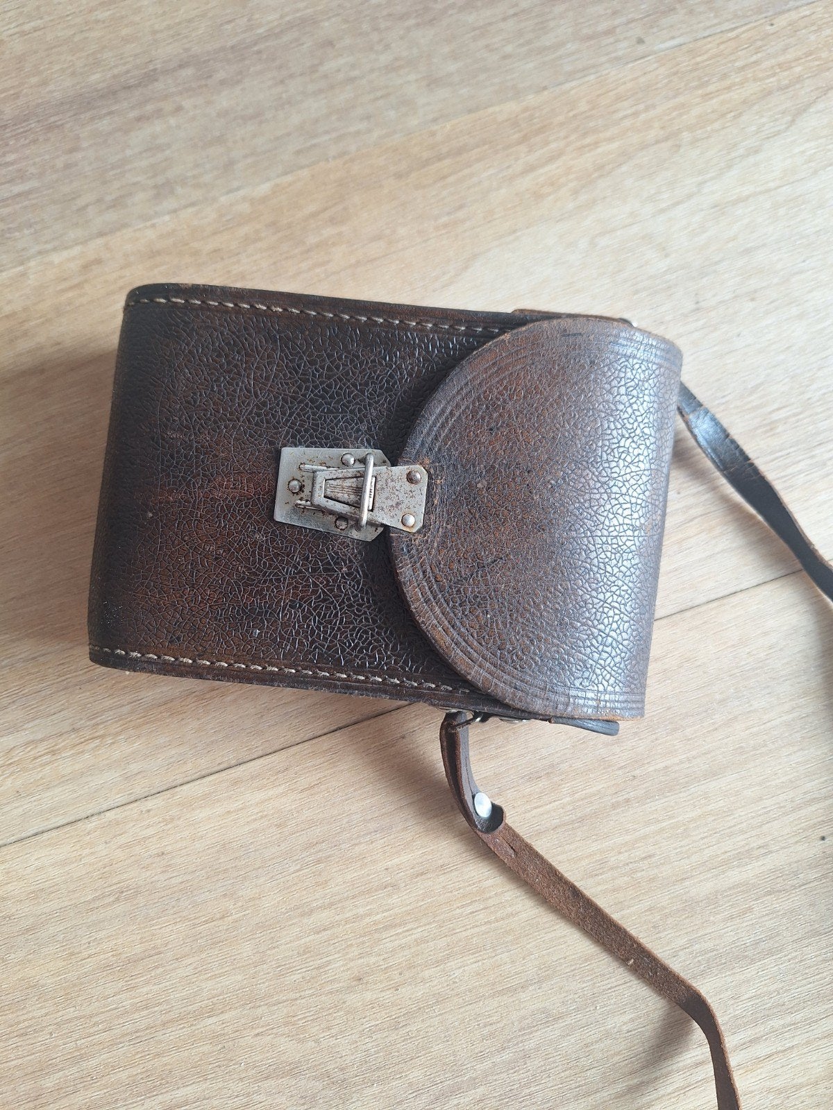 Vintage leren Verrekijkertas - Zwart (10 bij 15 cm), Schouderband, Gebruikt, Overige typen, Bruin
