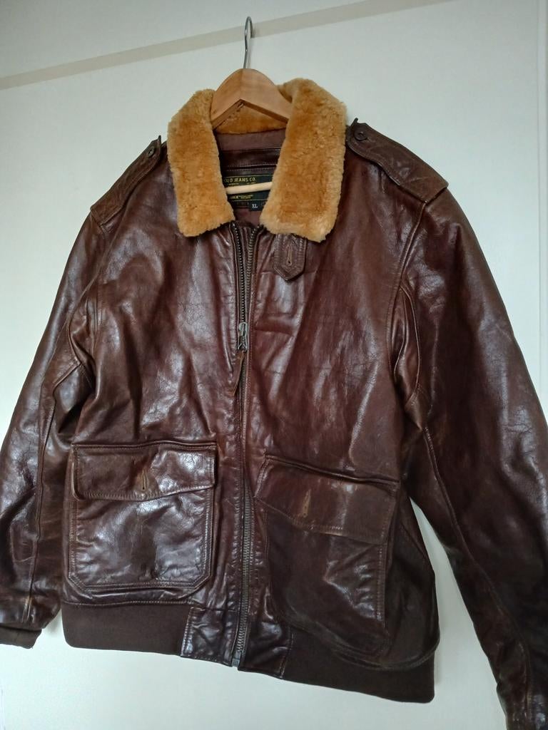 Ralph Lauren Polo Jeans leren pilotenjas XL, Ophalen of Verzenden