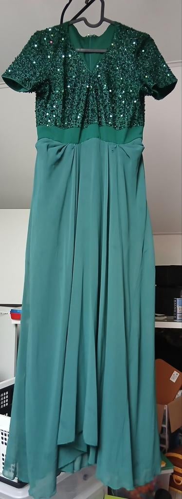 Elegante Groene Galajurk met Pailletten - Maat M, Kleding | Dames, Galajurk, Groen, Ophalen, Maat 38/40 (M)