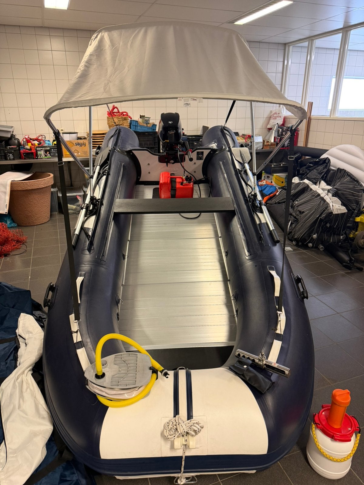 Hibo 390, Tohatsu 6 pk 4 takt., Ophalen, Aluminium, Zo goed als nieuw, Peddels
