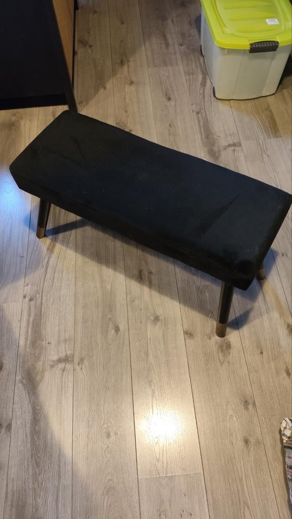 Zwart velvet halbankje voetenbankje schoenenbank, Ophalen, Rechthoekig