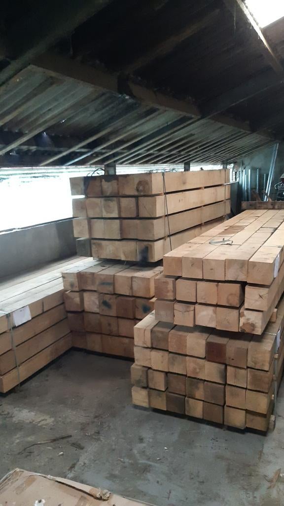 Eiken balken, hoekpalen, biels, eik, hekpalen, 12x12x300 cm, Tuin en Terras, Palen, Balken en Planken, Ophalen of Verzenden, Nieuw