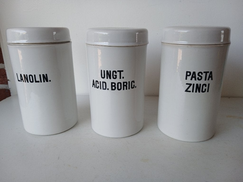 3 oude apothekers zalfpotten 1000 gram, Verzenden