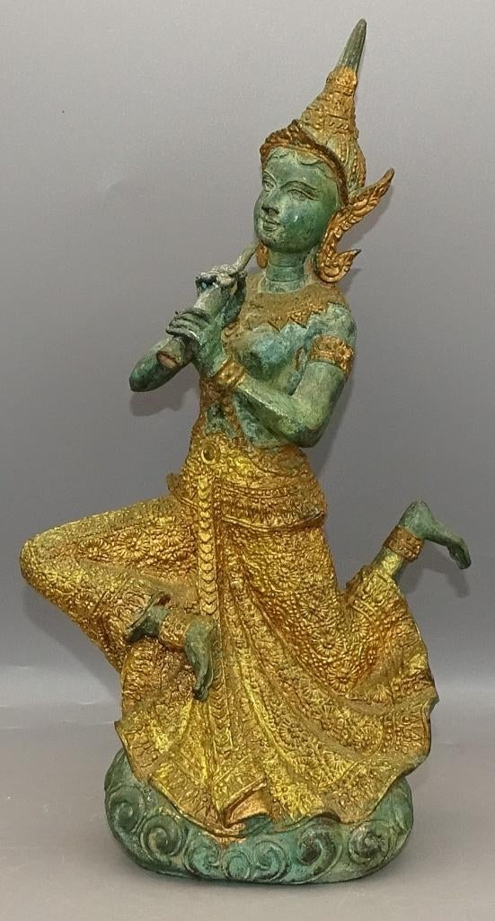 Brons verguld gepatineerd Phra Aphai Mani beeld Thailand, Ophalen of Verzenden