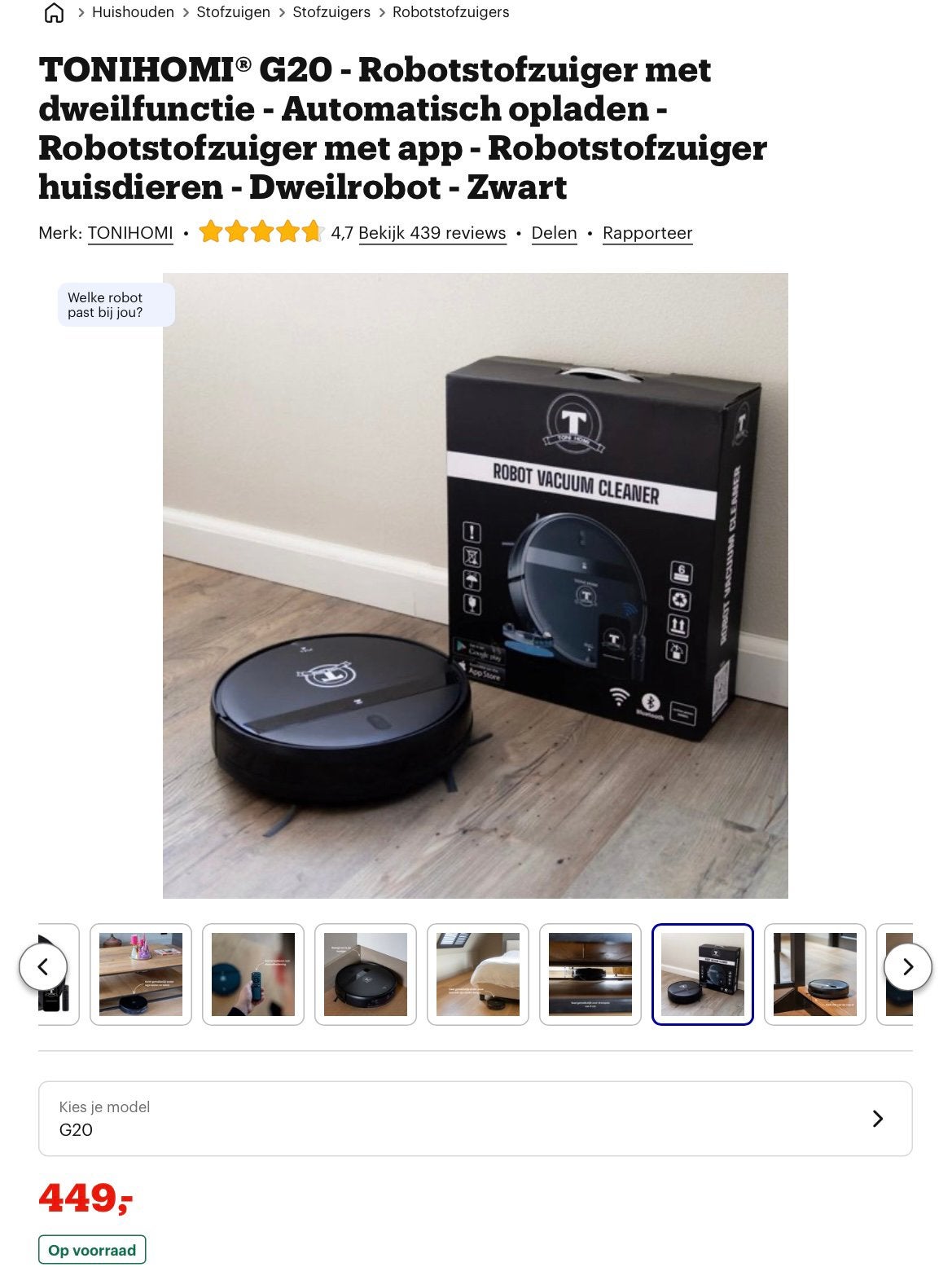 TONIHOMI G20 Robotstofzuiger met Dweilfunctie - Nieuw, Ophalen, Nieuw, Robotstofzuiger