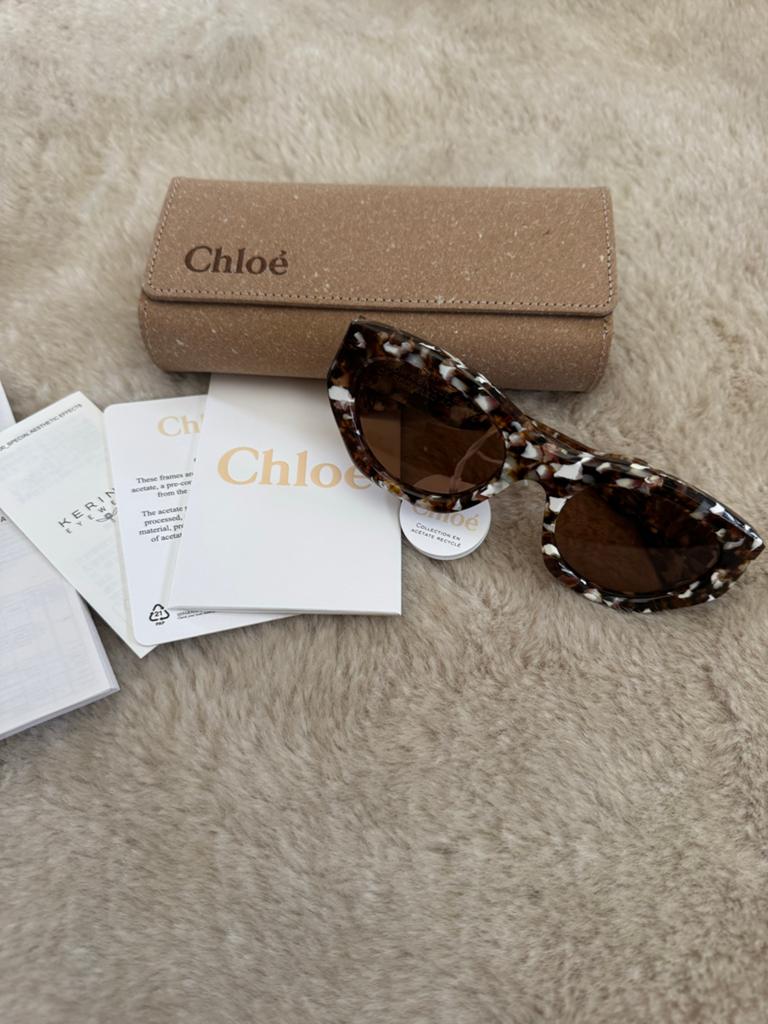 Chloé Mony Zonnebril - Nieuw met complete set, Overige merken, Zonnebril, Bruin, Nieuw