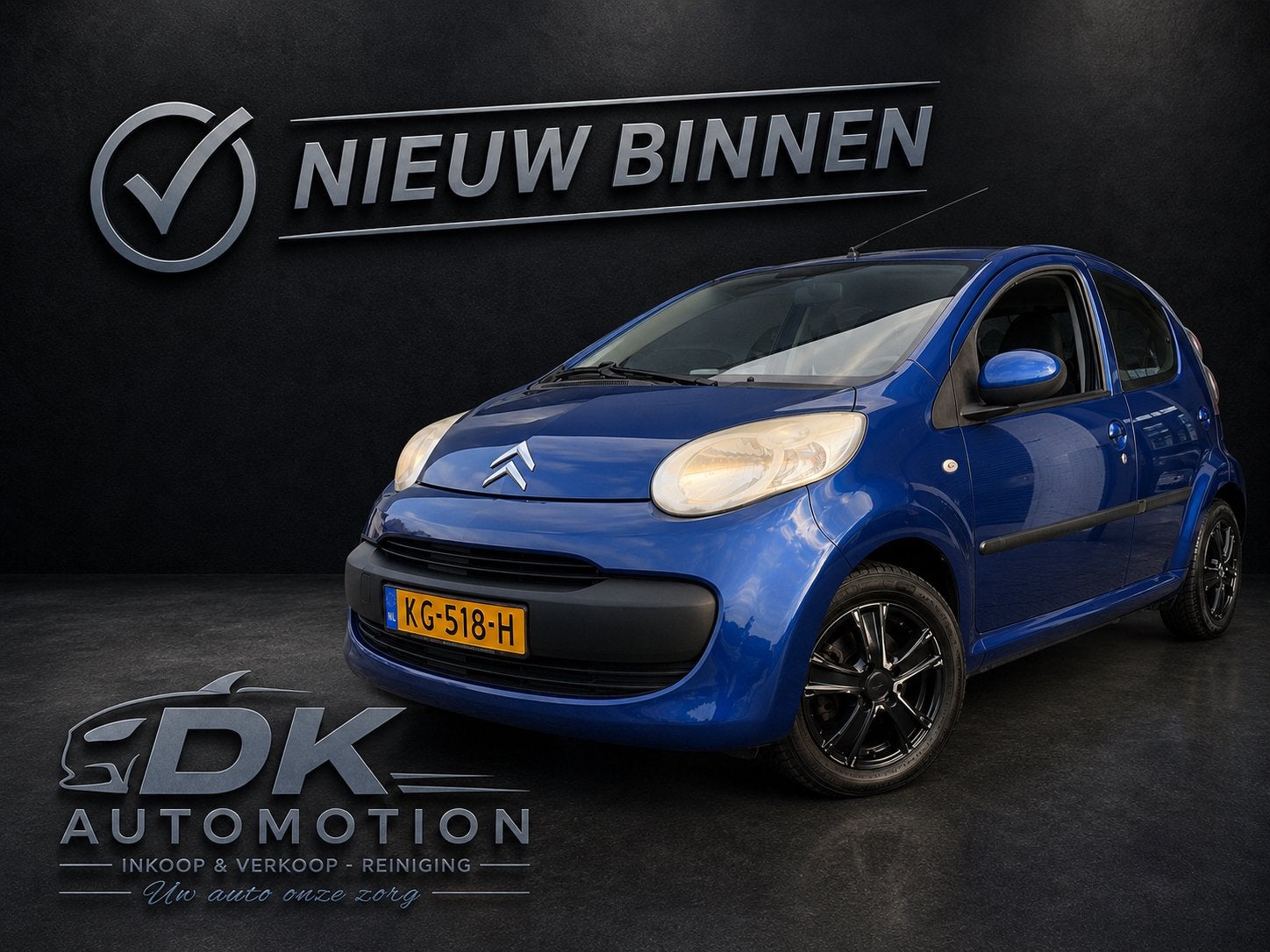 Citroën C1 1.0 5-DRS 2007 Blauw Airco+electrRamen, Voorwielaandrijving, Stof, Zwart, C1