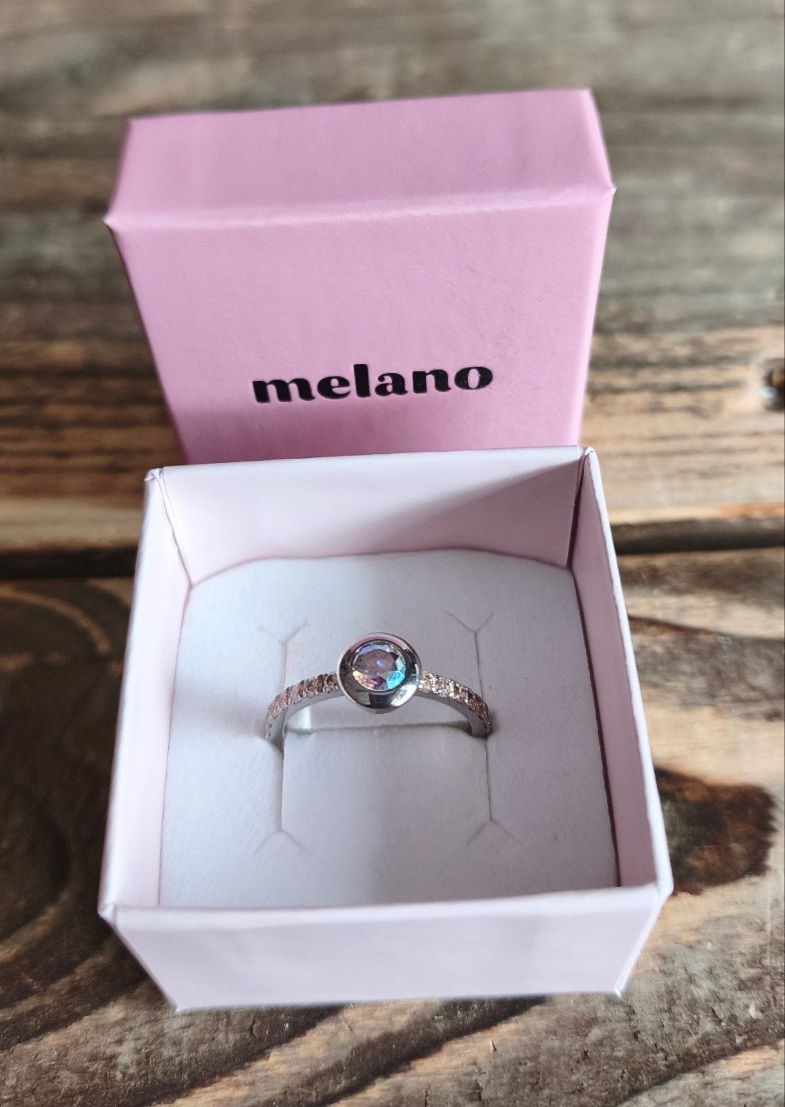 Melano vivid ring maat 60 met gekleurde steen, Met kristal, IJzer of Staal, 19 tot 20, Nieuw