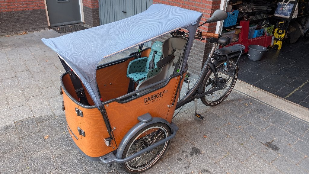 Babboe Go-E bakfiets, Elektrisch, Zo goed als nieuw, 2 kinderen, Schijfrem