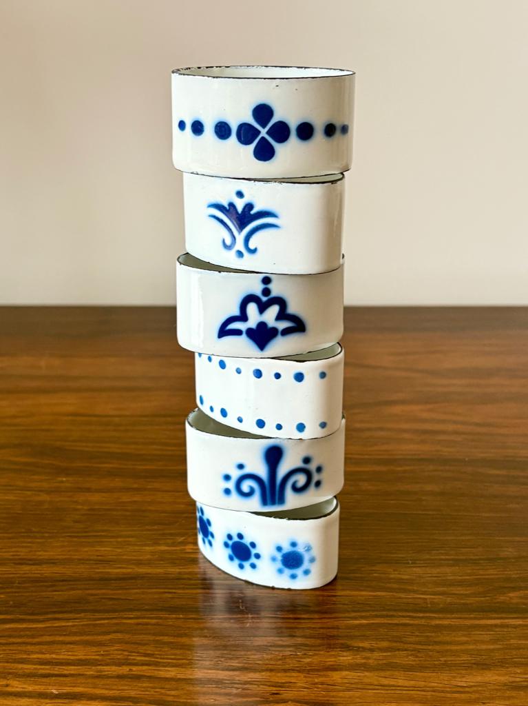 Vintage Delftsblauwe geëmailleerde Heder servetringen IKEA, Ophalen of Verzenden, Zo goed als nieuw, Metaal