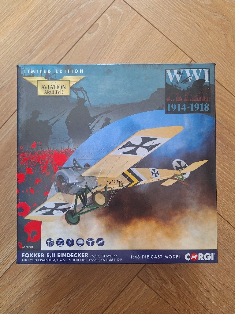Diecast 1:48 1/48 Corgi Fokker E.II Eindecker 69/15, Flown, Overige merken, Ophalen of Verzenden, Zo goed als nieuw, Groter dan 1:72