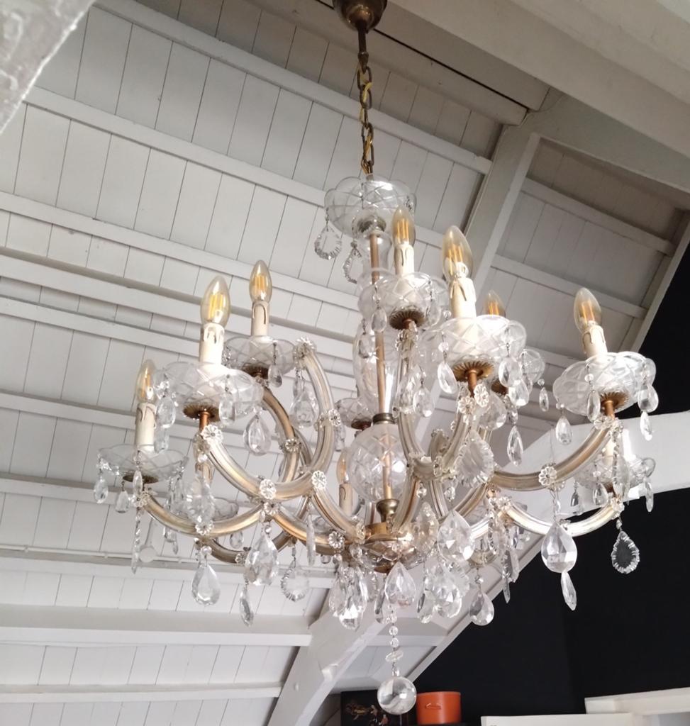 Antieke kroonluchter kristal 2 etages, Antiek en Kunst, Antiek | Lampen, Ophalen