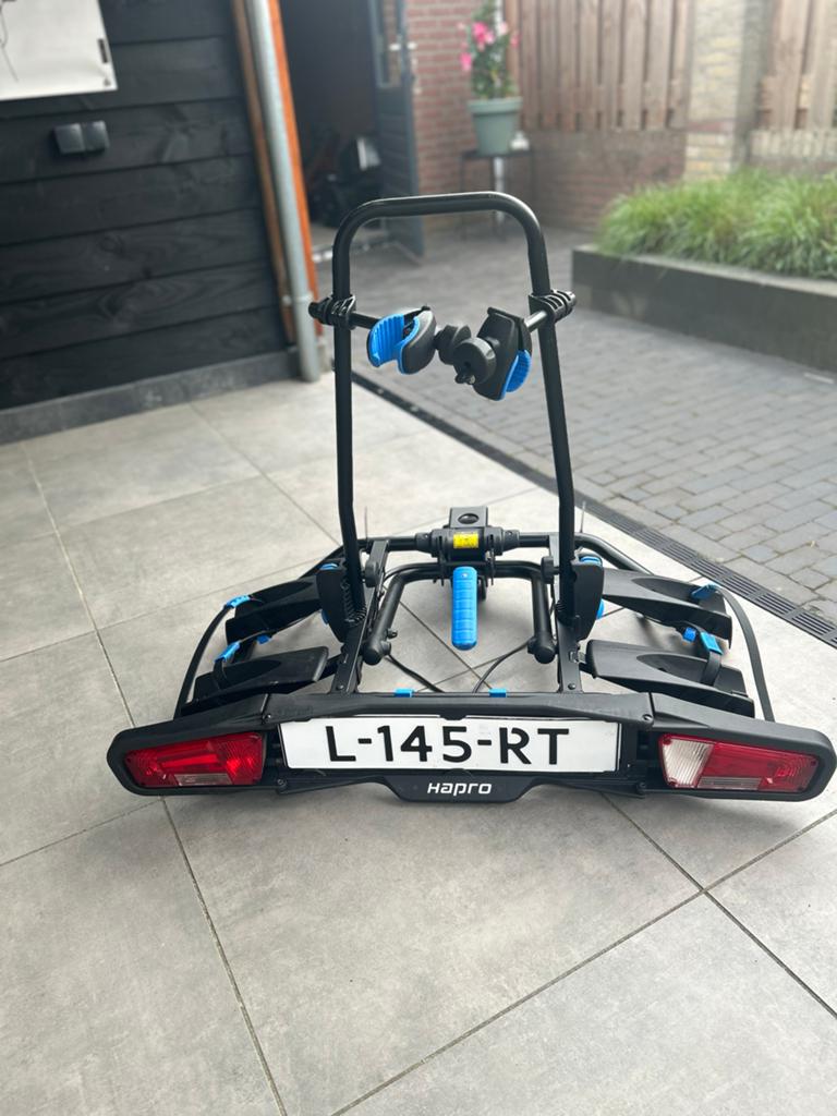 Hapro premium II Fietsendrager, Auto diversen, Fietsendragers, Zo goed als nieuw, Trekhaakdrager, 2 fietsen, Brede banden, Elektrische fiets