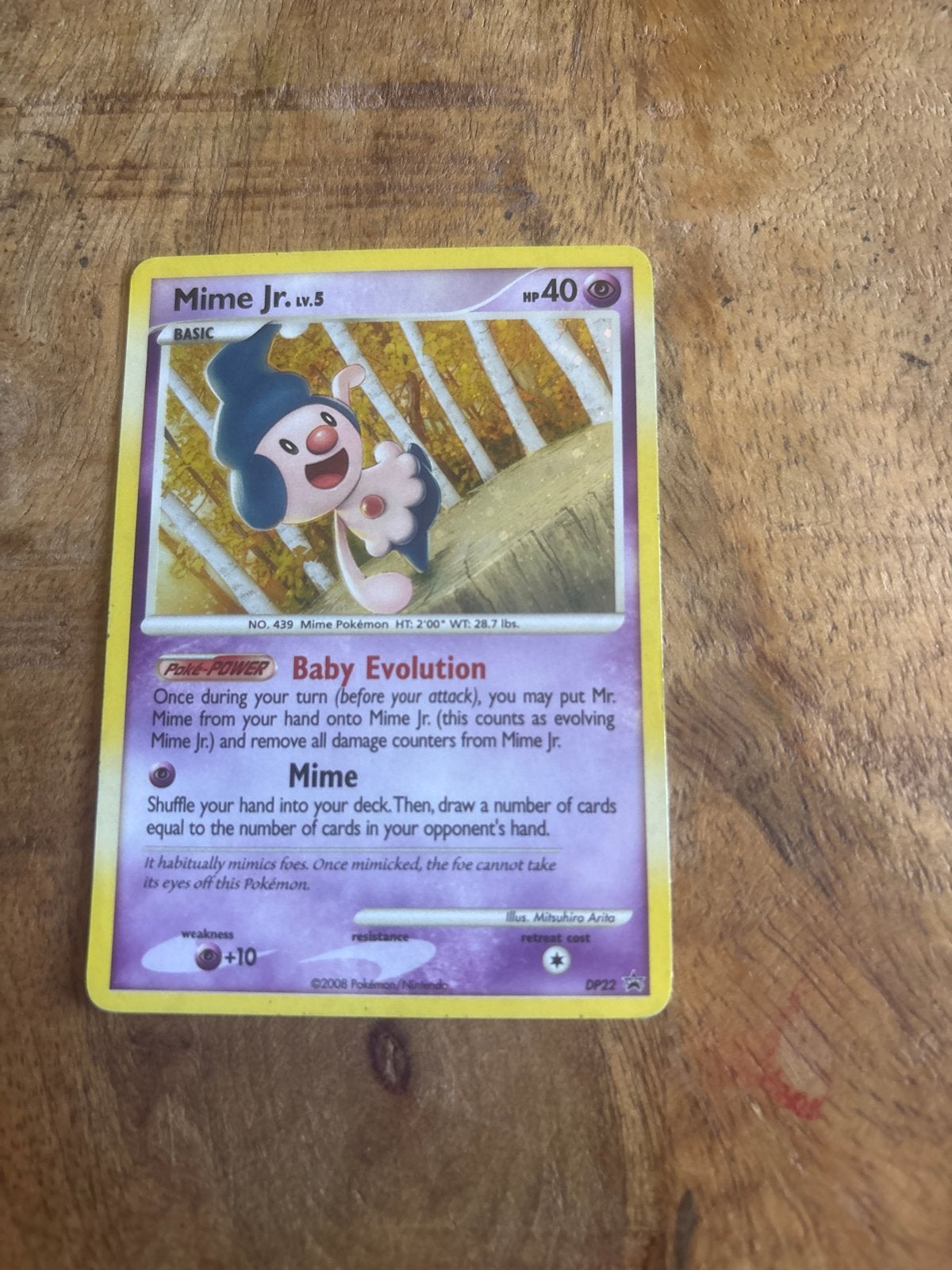 Mime Jr. Lv.5 Pokémon Kaart - DP22 Promo, Ophalen of Verzenden, Gebruikt, Losse kaart