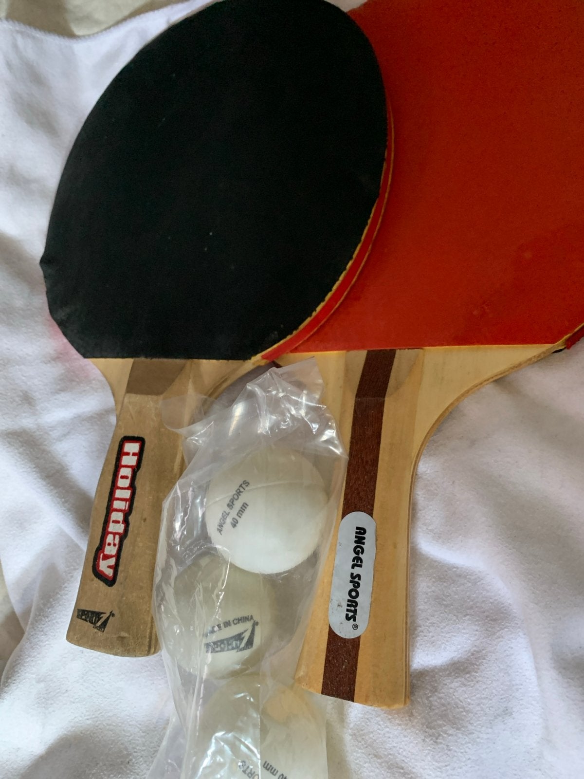 Tafeltennisbatjes en balletjes set 2-rockets and 3- balls, Ophalen of Verzenden, Zo goed als nieuw, Net, Batje(s) of Balletje(s)