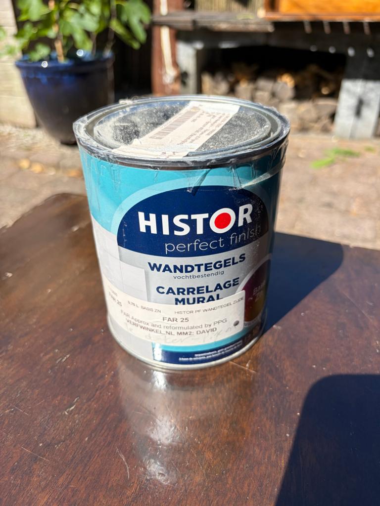 Histor Tegelverf - Farrow & Ball Pigeon kleur, Doe-het-zelf en Verbouw, Verf, Beits en Lak, Zo goed als nieuw, Verf, Minder dan 5 liter