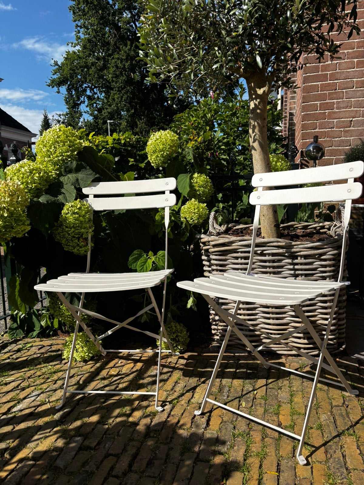 Bistro stoelen nieuw 2 stuks wit, Ophalen, Nieuw, Metaal