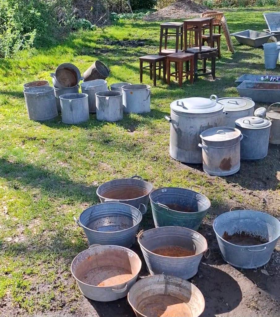 Open huis paasdagen pasen volop zink luiken gistfles teilen, Tuin en Terras, Minder dan 30 cm, T, Rond, Ophalen of Verzenden