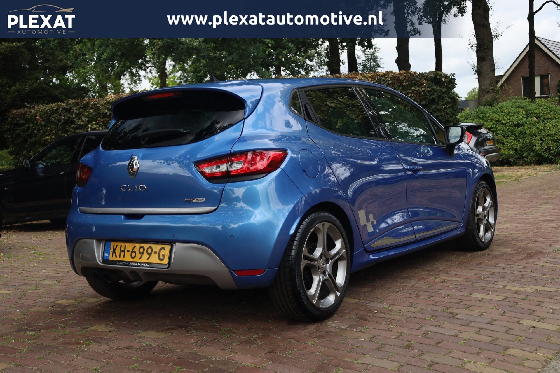 Renault Clio 1.2 GT 120PK EDC Aut. | Panorama | Sportstoelen, Euro 5, Gebruikt, Blauw, Leder en Stof