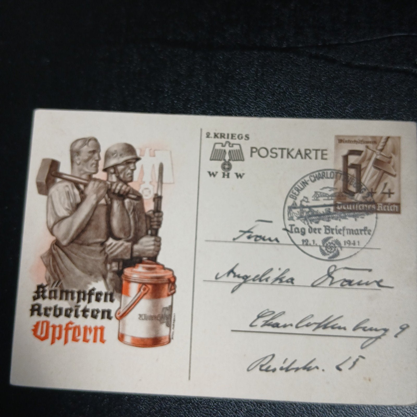 Zeldzame Duitse WOII Postkaart - Tag der Briefmarke 1941, Ophalen, Duitsland