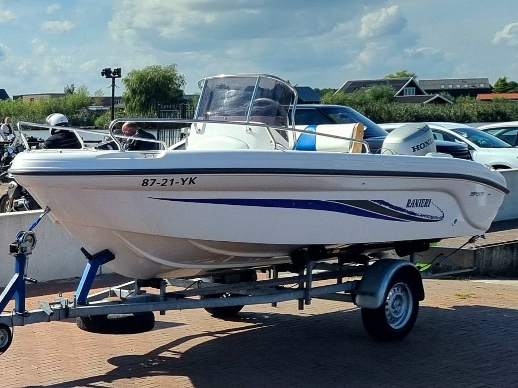 Ranieri Revolution 455 met Honda 50 pk en trailer, Ophalen, Overige merken, Gebruikt, 4 m