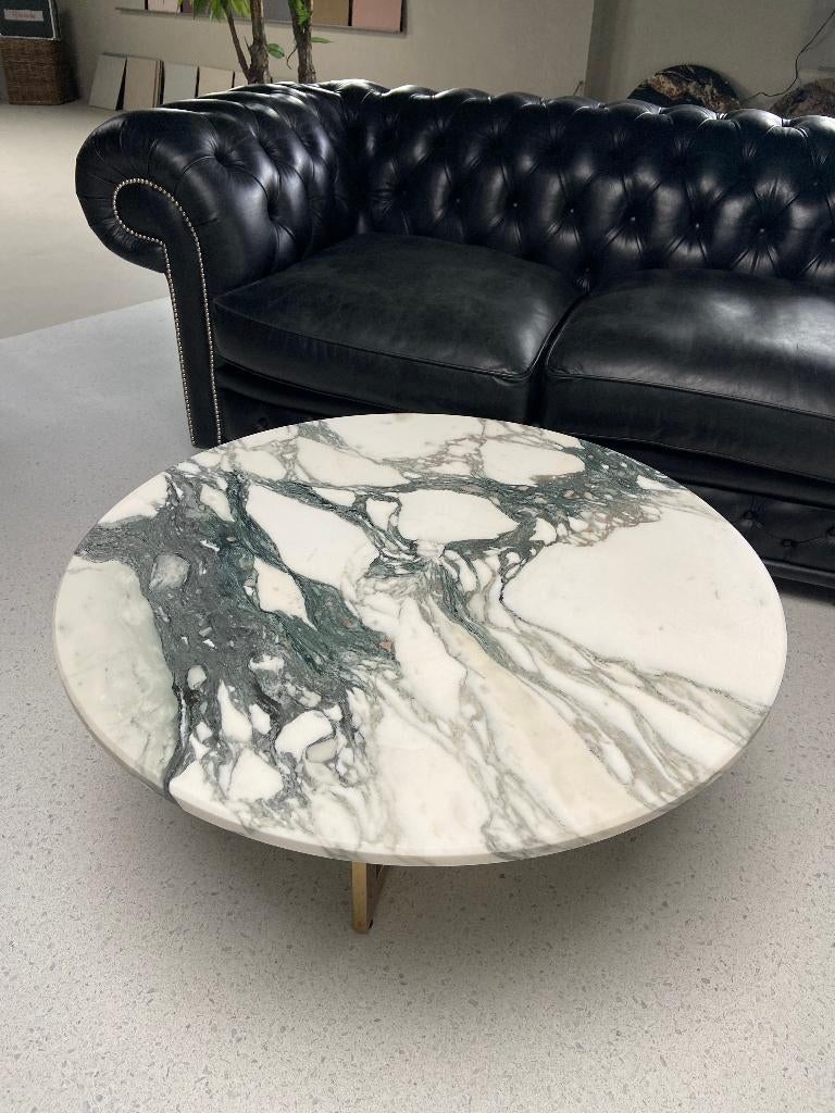 Luxe wit marmeren salontafel rond ø83cm, Ophalen, 50 tot 100 cm, Rond, Nieuw