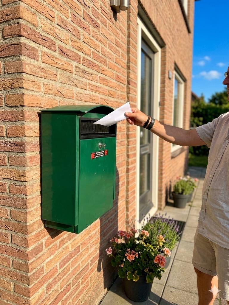 Brabantia brievenbus - Groen, wandmontage, robuust, Ophalen of Verzenden, Gebruikt, IJzer, Wandbrievenbus