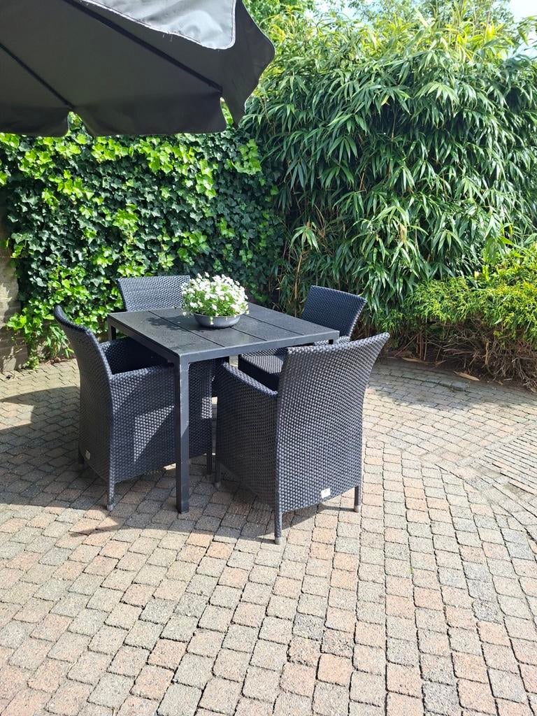 4 Seasons Outdoor Tuinset - Zwart Wicker met Tafel, Tuin en Terras, Ophalen of Verzenden, Zo goed als nieuw