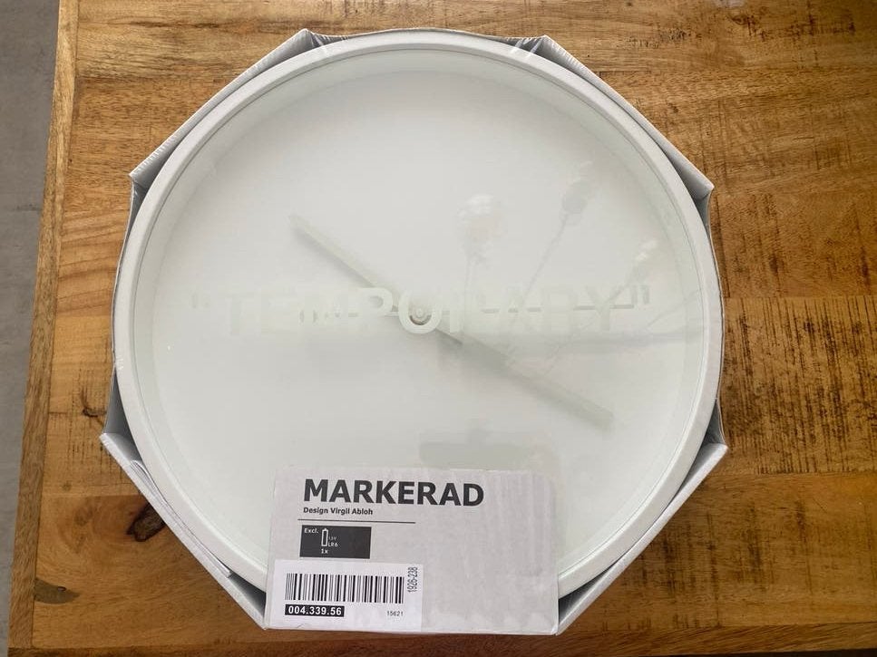 IKEA MARKERAD Klok - Virgil Abloh Design, Wandklok, IKEA, Wit, Analoog