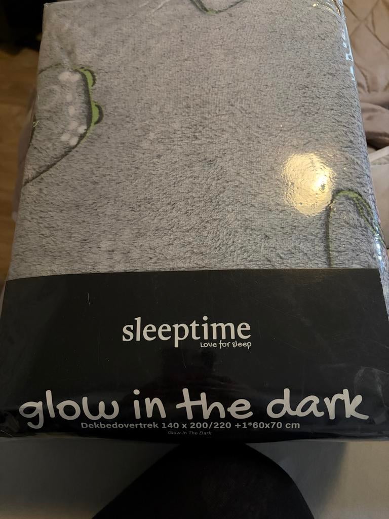 Sleeptime Glow in the Dark Dekbedovertrek Games Grijs, Huis en Inrichting, Eenpersoons, Verzenden, Dekbedovertrek, Nieuw