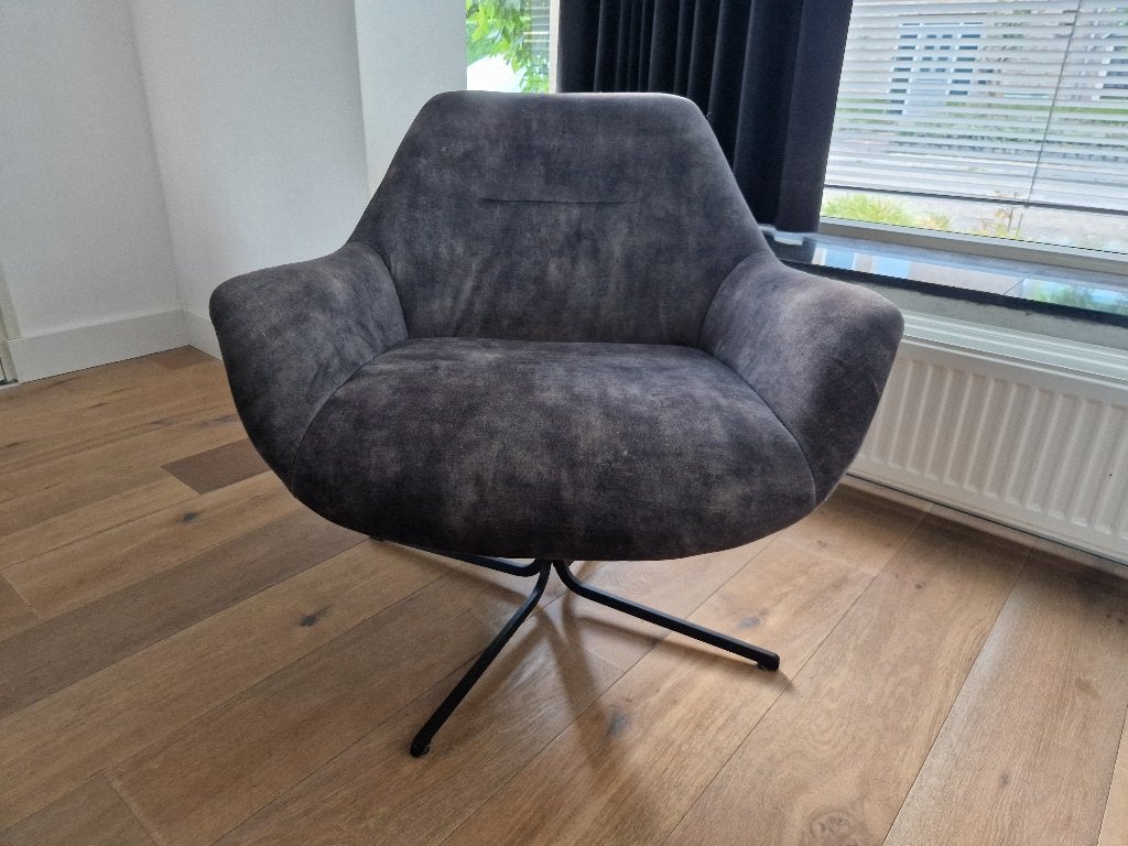 Draai fauteuil donkergroen, Huis en Inrichting, Fauteuils, Ophalen, Minder dan 75 cm, Zo goed als nieuw, Stof