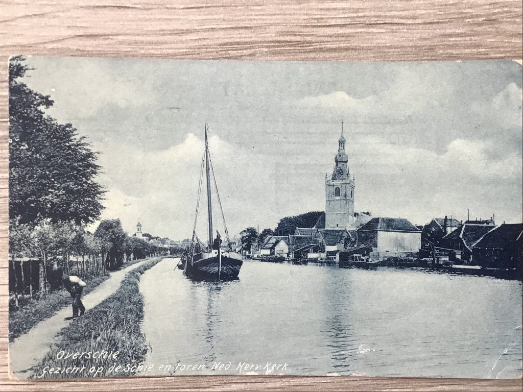 Rotterdam Overschie Gezicht Op Schip Toren 1909, Ophalen of Verzenden, Voor 1920, Gelopen, Zuid-Holland
