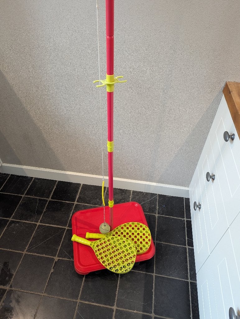 Mookie Swingball tennisspel – tennispaal 2 rackets en bal, Ophalen, Gebruikt