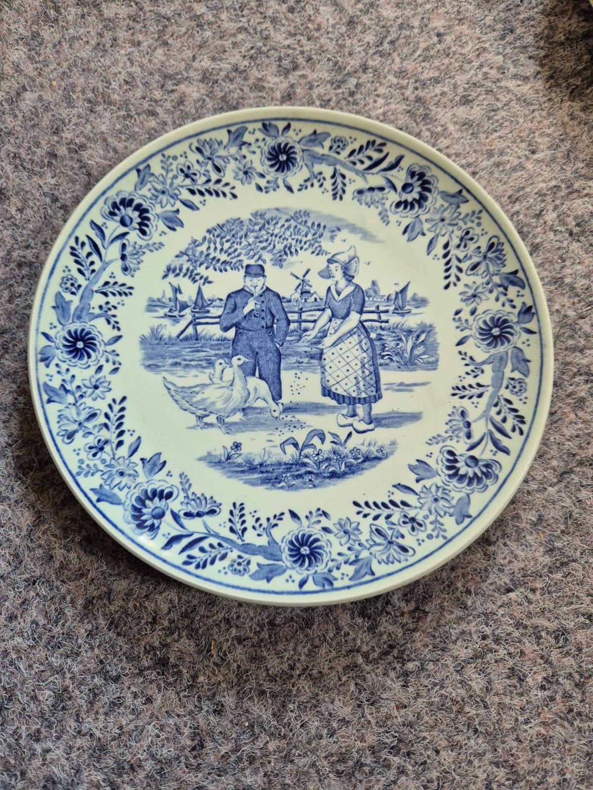 Vintage Boch Delfts Blauw Wandbord - Hollands Tafereel, Ophalen