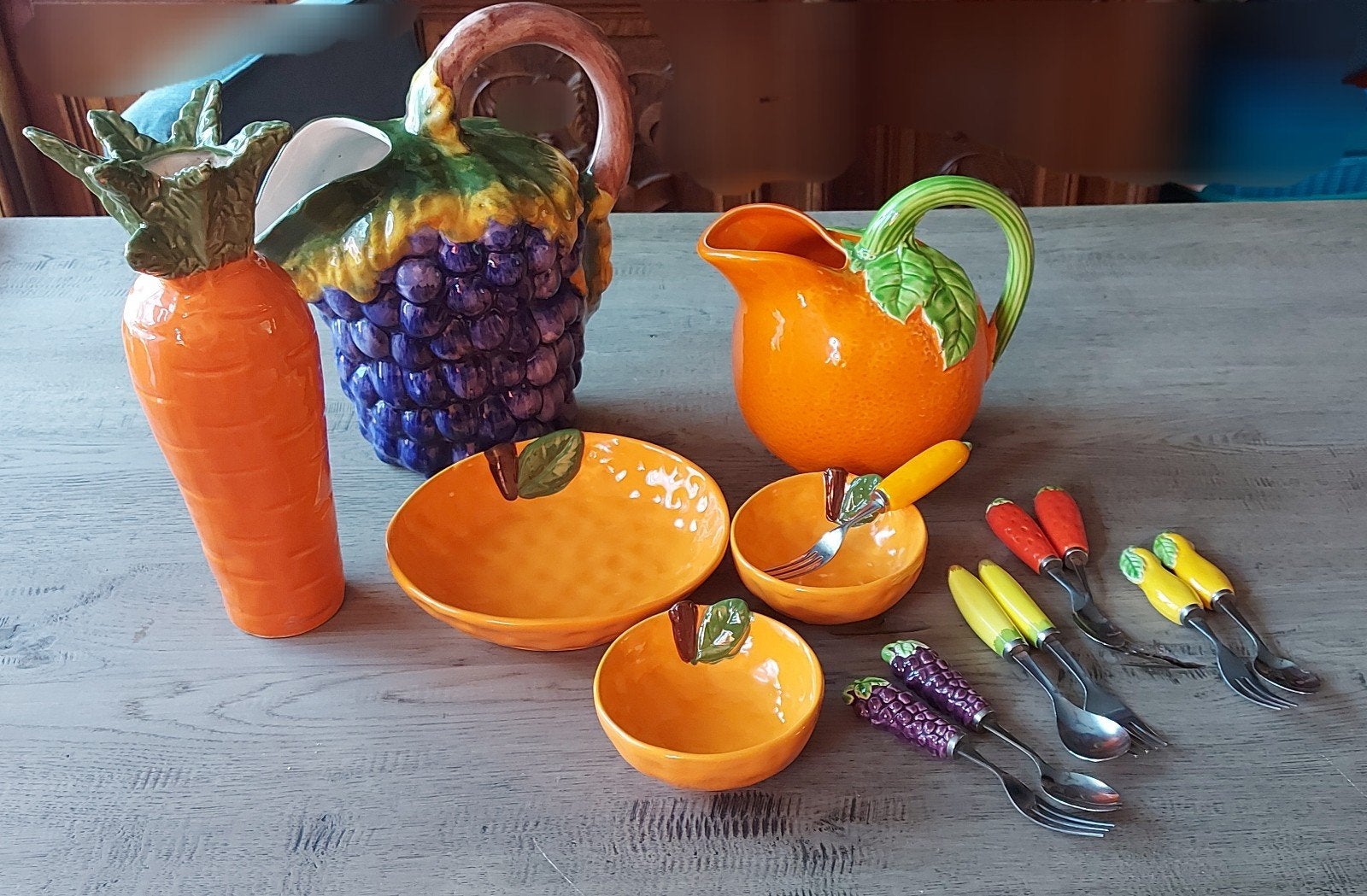 Decoratief fruit servies en vaasje, Huis en Inrichting, Keuken | Servies, Ophalen of Verzenden