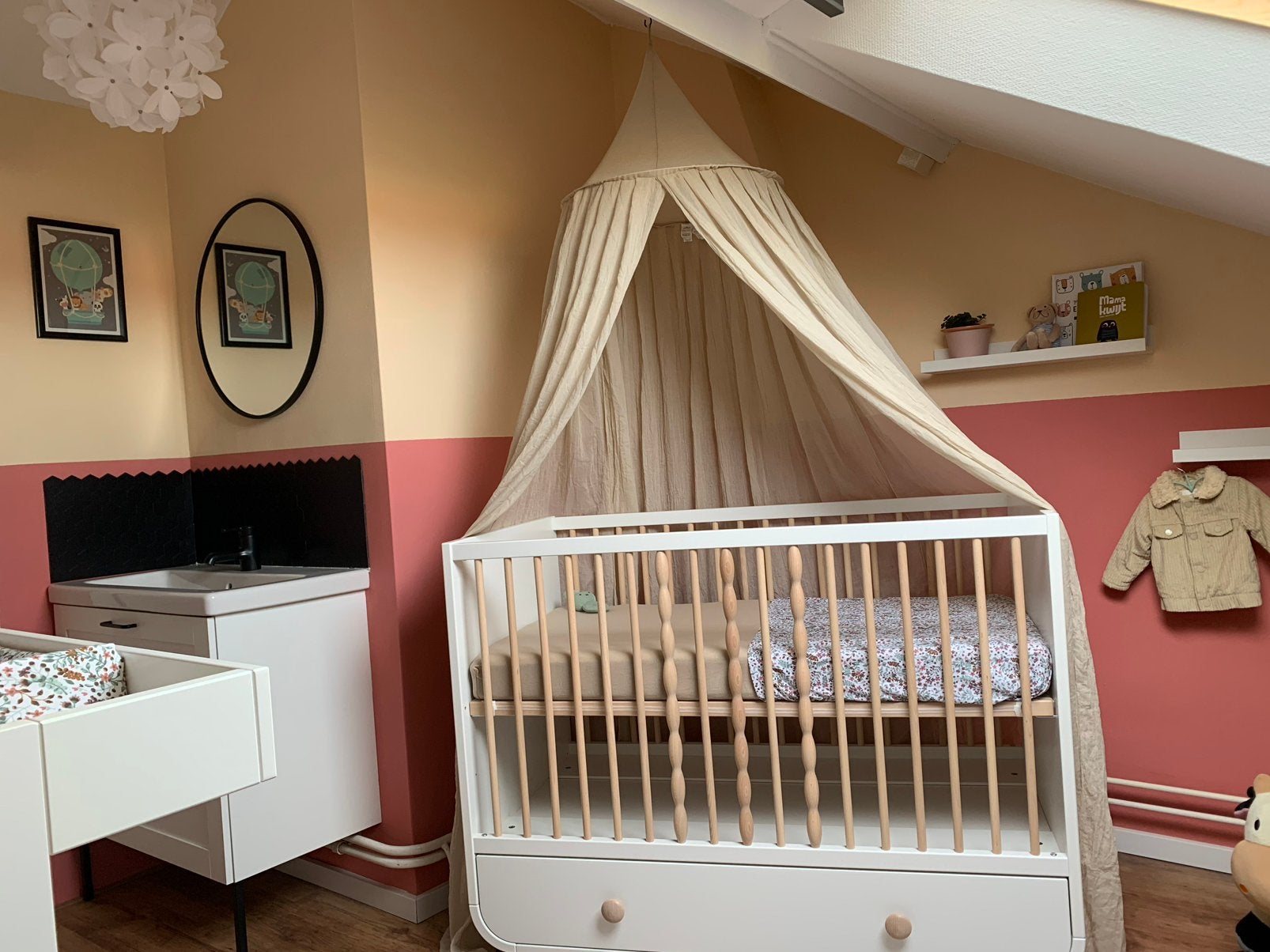 Baby ledikant klamboe Jollein nougat, Kinderen en Baby's, Ophalen, Zo goed als nieuw, Klamboe