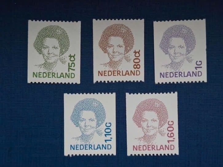 Postzegel NL 1990 ev PF 5 zegels Beatrix 2 zijden ongetand, Postzegels en Munten, Postzegels | Nederland, Ophalen of Verzenden