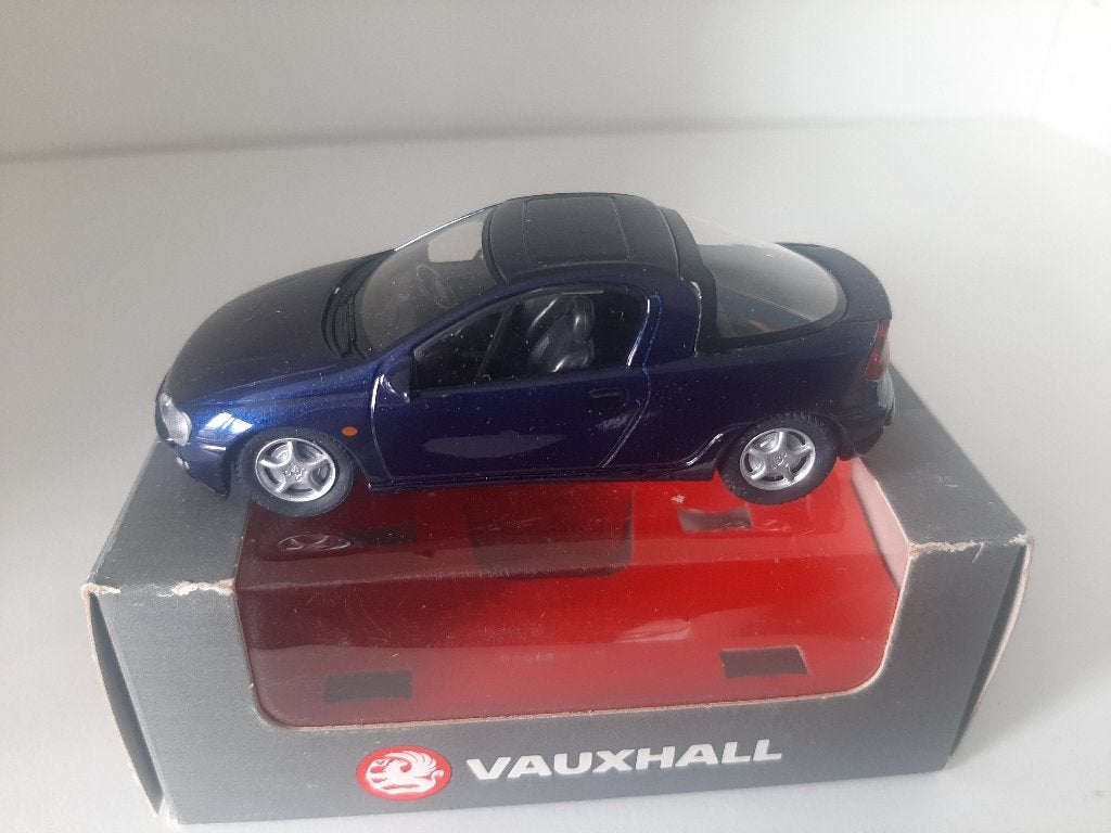 Vauxhall Tigra blauw 1:43 schuco, Ophalen of Verzenden, Nieuw, Auto, Schuco