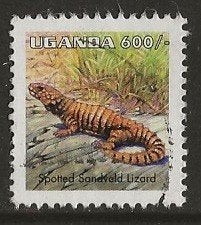 Uganda 13, hagedis voor jdvph, Verzenden, Overige landen, Gestempeld