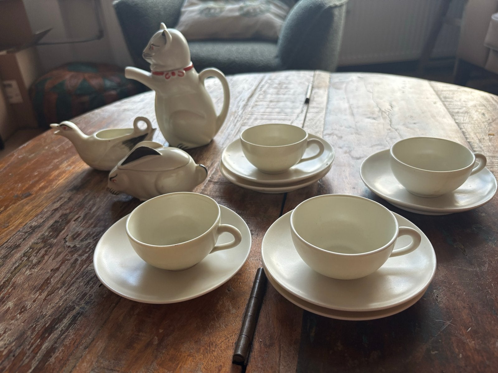 Vintage Mosa Maastricht Theeservies met Dierenfiguren, Ophalen