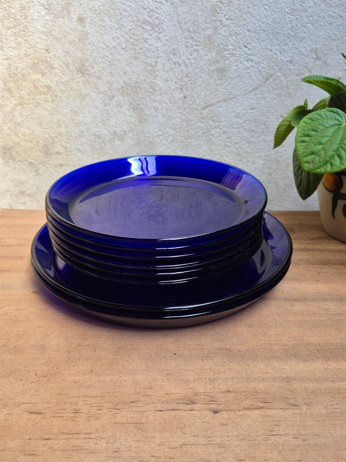 Vintage Iittala kobaltblauwe glazen borden (Kaj Franck), Ophalen of Verzenden