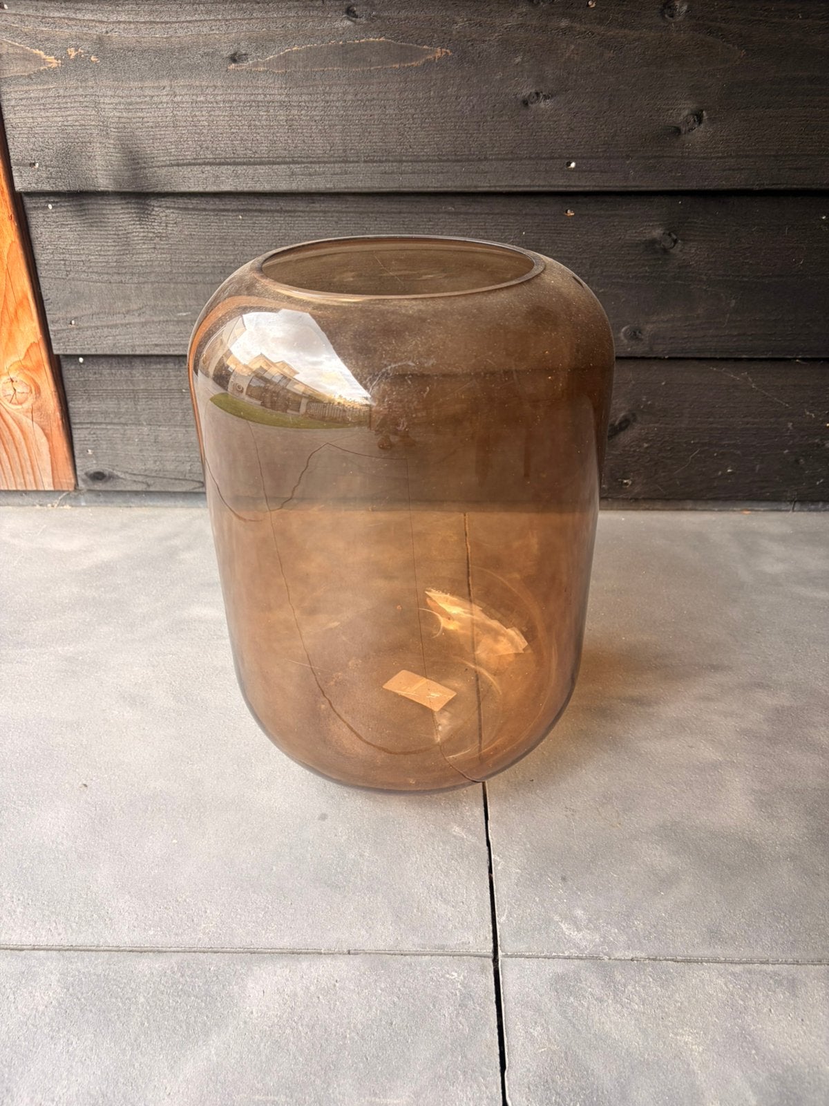 Glazen grote bruine vaas, Ophalen, Bruin, Geschikt voor buiten, Glas