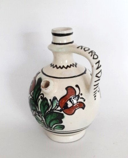 Vintage Korond kruikje met vogel en tulpen, Ophalen