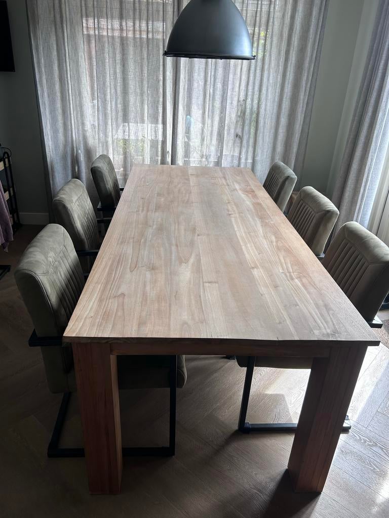 Teakhouten eettafel, Huis en Inrichting, Tafels | Eettafels, Ophalen, Gebruikt, 100 tot 150 cm, Teakhout
